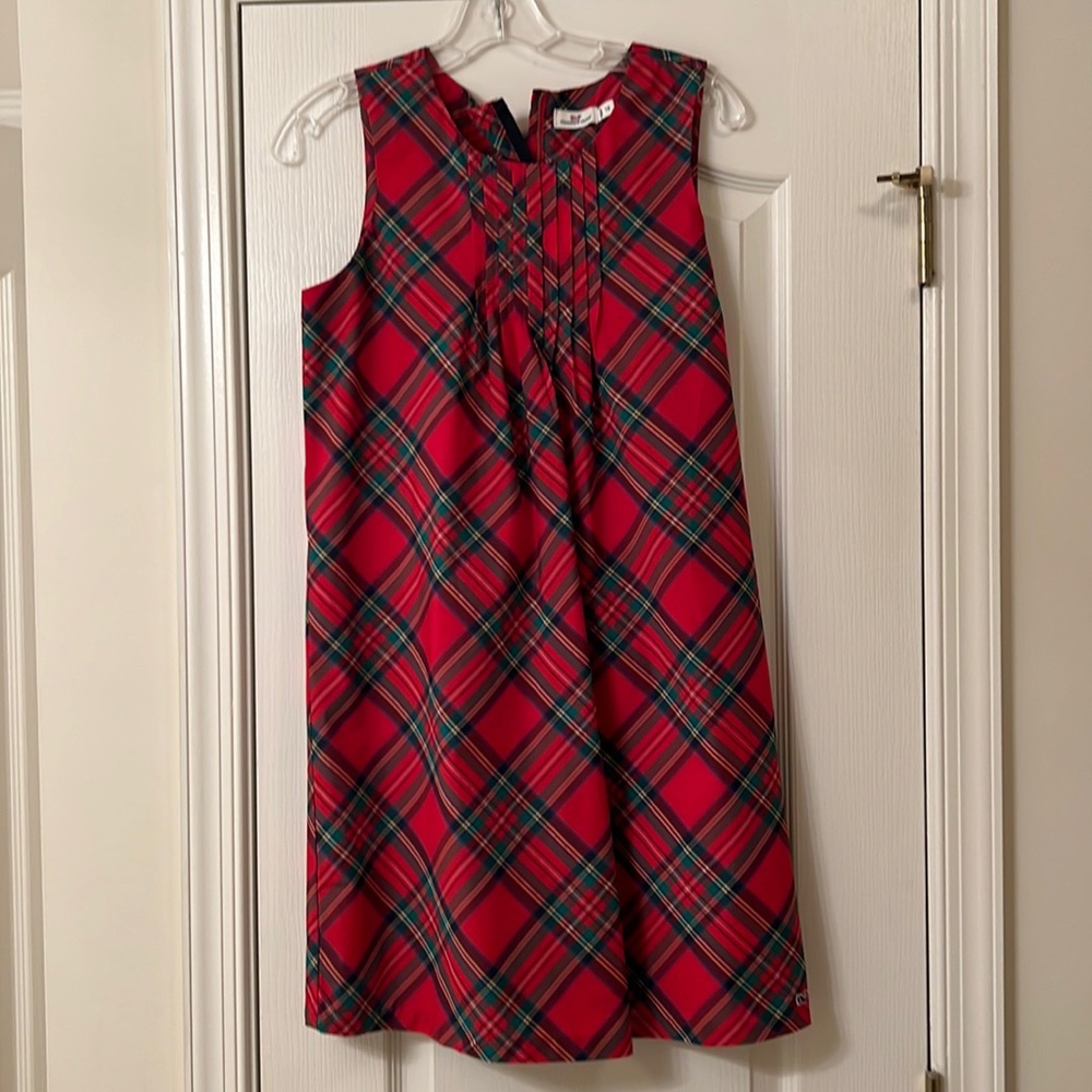 Vineyard Vines Girls’ Red Plaid Shift Dress, Kids Size 16